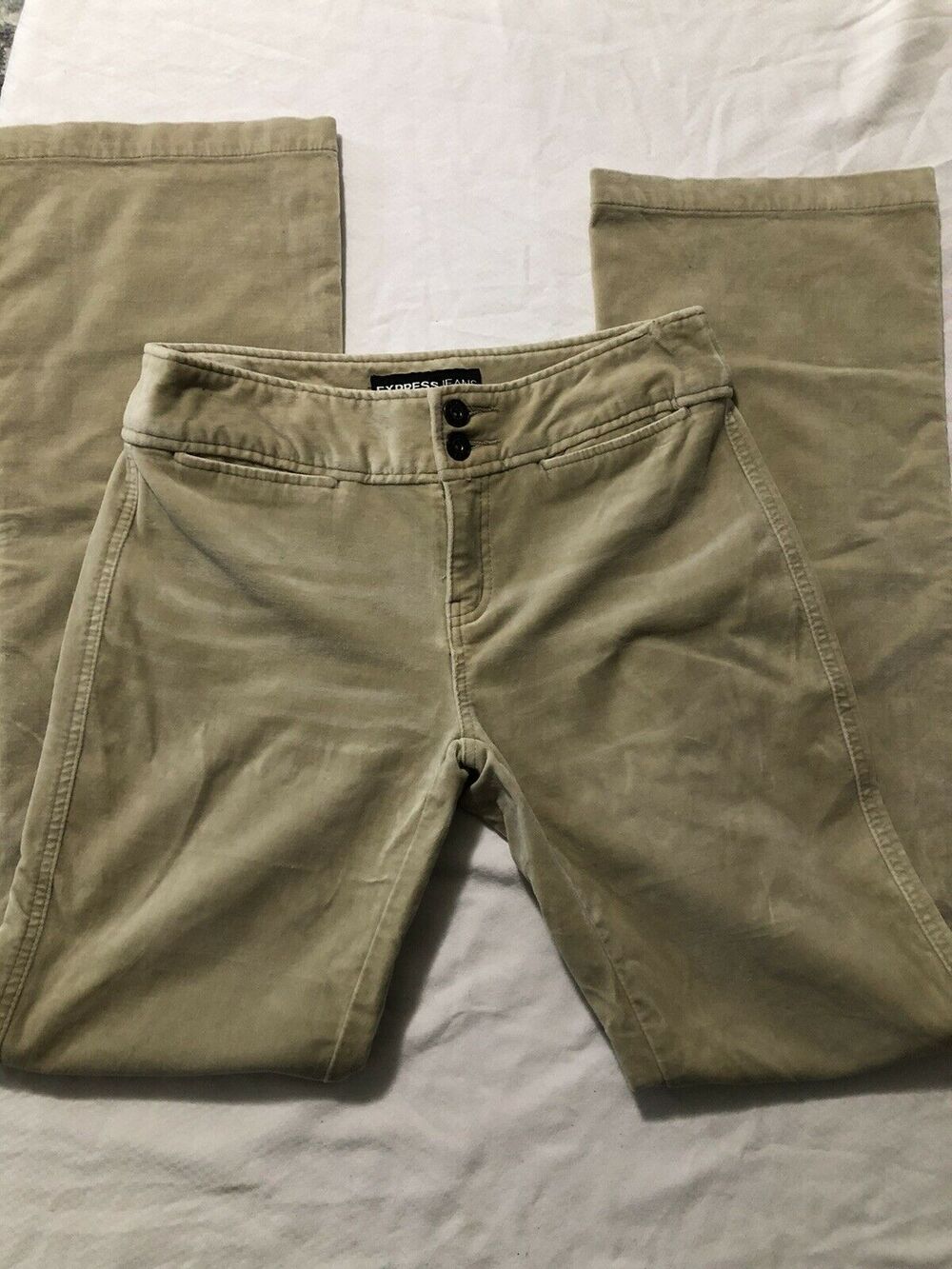 EXPRESS Jeans beige suede-like cotton straight pants women's size 2